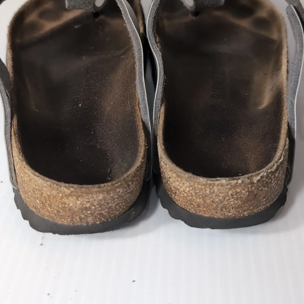 Birkenstock Silver Gizeh Birko-Flor Sandals Size 39 US 8.5
